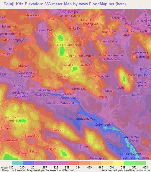 Dolnji Kriz,Slovenia Elevation Map