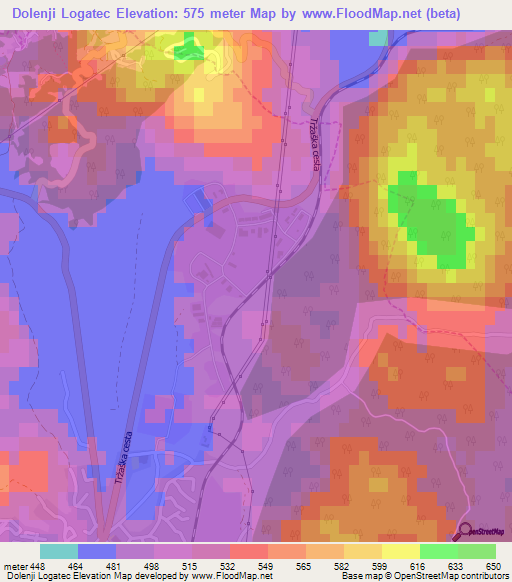 Dolenji Logatec,Slovenia Elevation Map