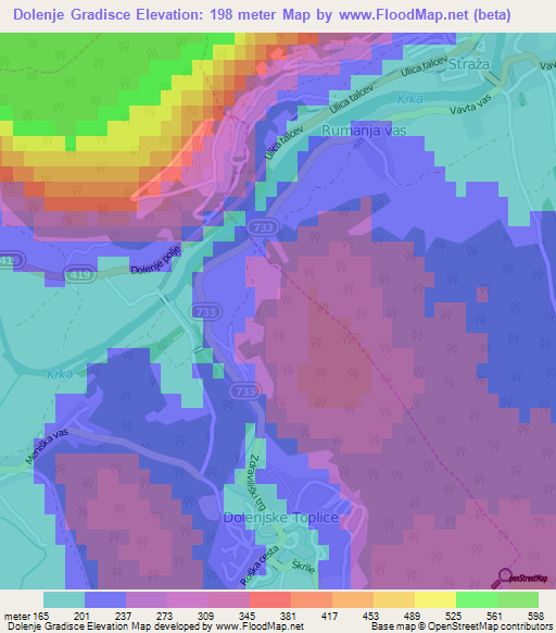 Dolenje Gradisce,Slovenia Elevation Map