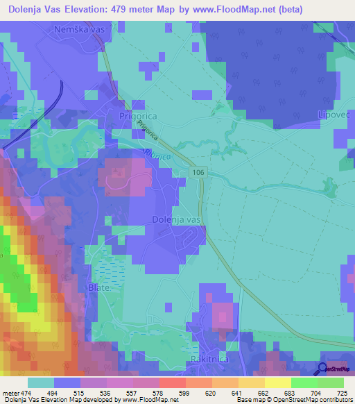 Dolenja Vas,Slovenia Elevation Map