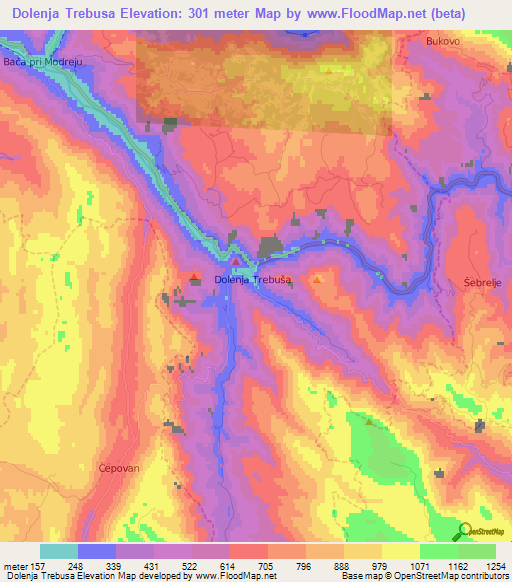 Dolenja Trebusa,Slovenia Elevation Map