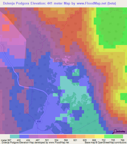 Dolenja Podgora,Slovenia Elevation Map