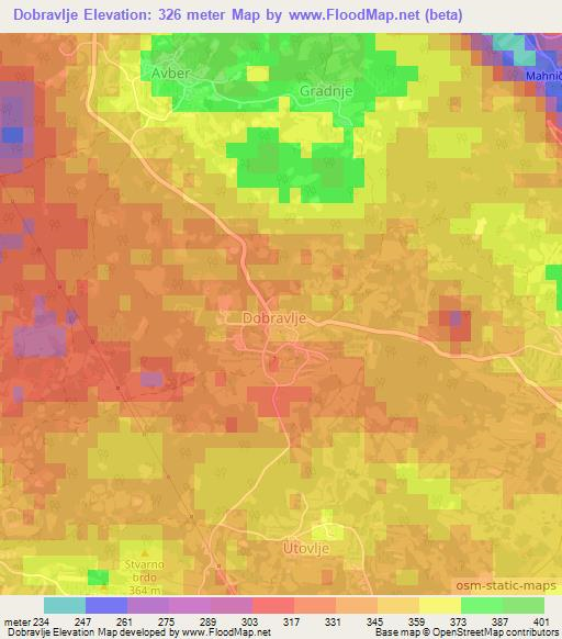 Dobravlje,Slovenia Elevation Map