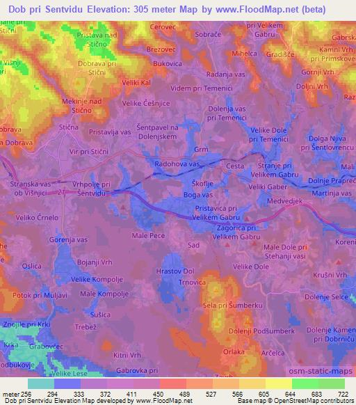 Dob pri Sentvidu,Slovenia Elevation Map