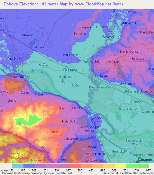 Dobova,Slovenia Elevation Map