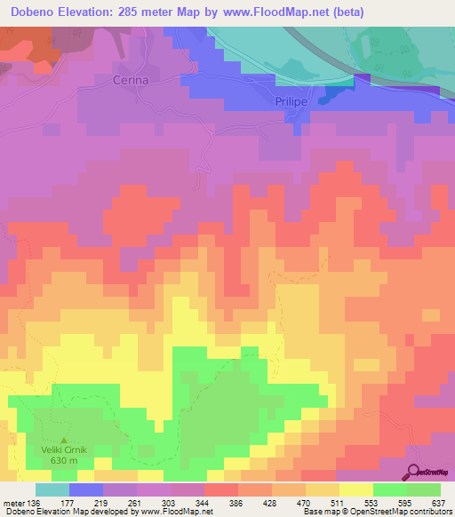 Dobeno,Slovenia Elevation Map