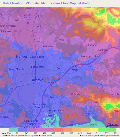 Dob,Slovenia Elevation Map