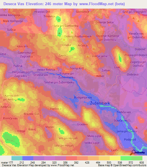 Deseca Vas,Slovenia Elevation Map