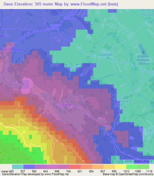 Dane,Slovenia Elevation Map