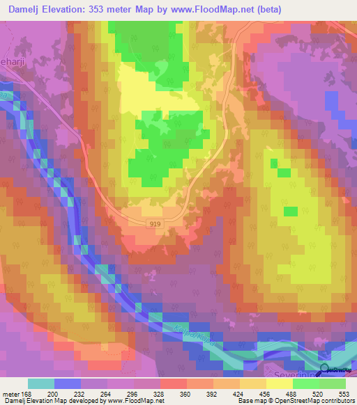 Damelj,Slovenia Elevation Map