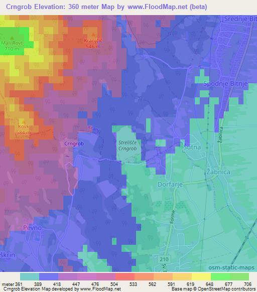 Crngrob,Slovenia Elevation Map