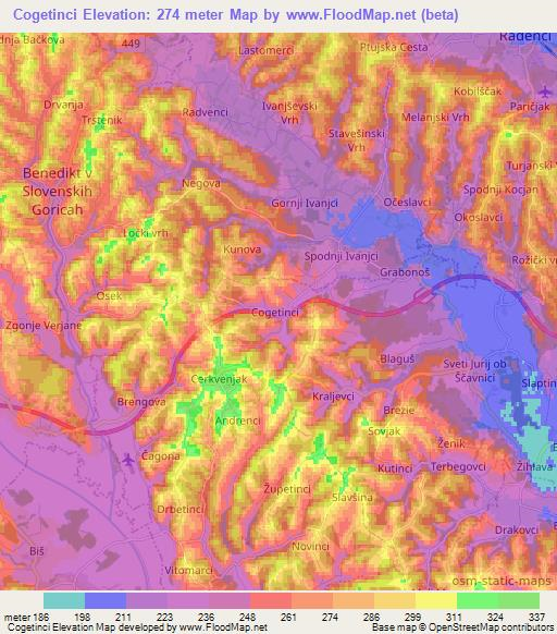 Cogetinci,Slovenia Elevation Map