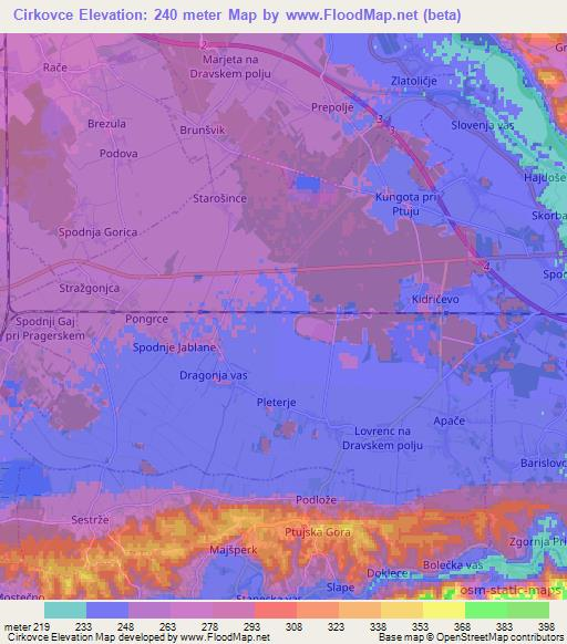 Cirkovce,Slovenia Elevation Map