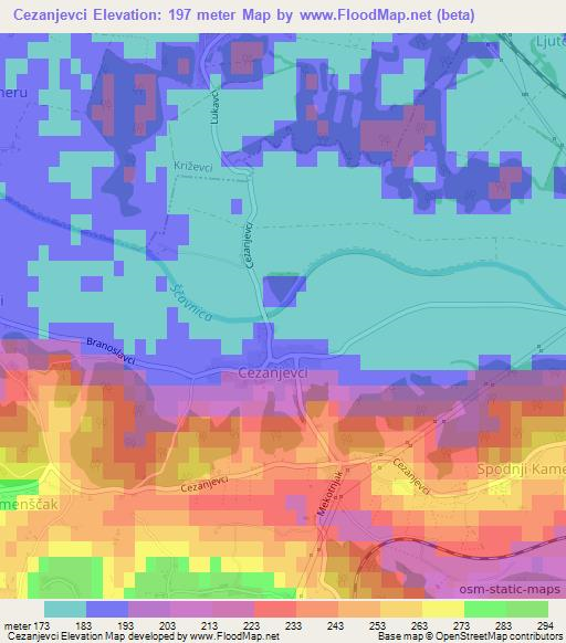 Cezanjevci,Slovenia Elevation Map