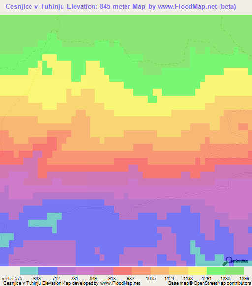 Cesnjice v Tuhinju,Slovenia Elevation Map