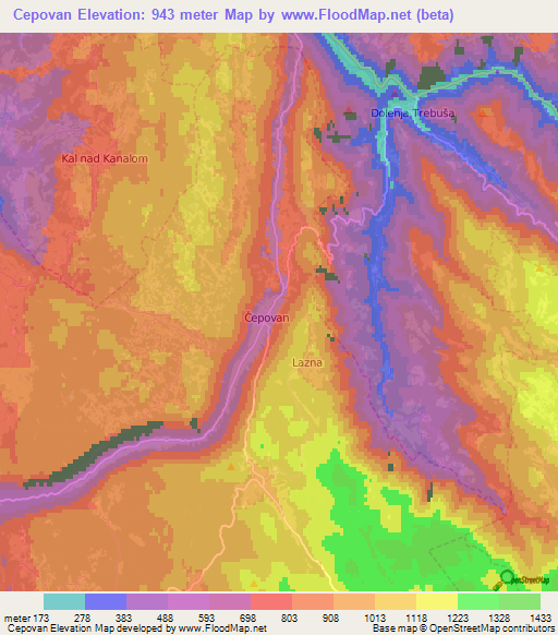 Cepovan,Slovenia Elevation Map