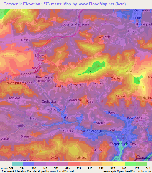 Cemsenik,Slovenia Elevation Map