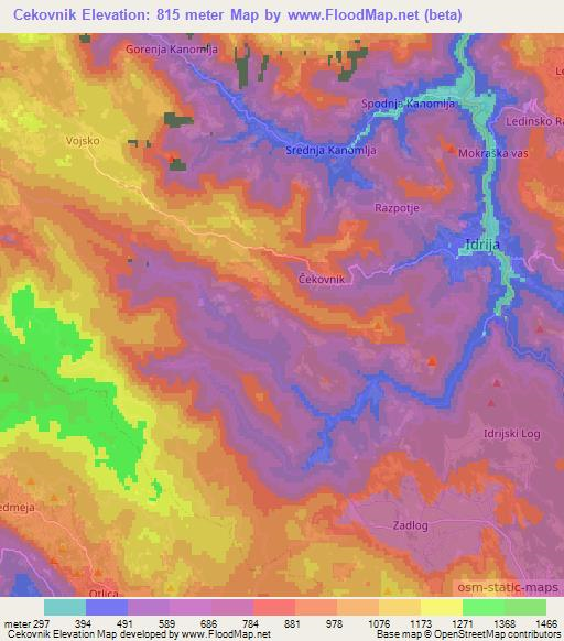 Cekovnik,Slovenia Elevation Map