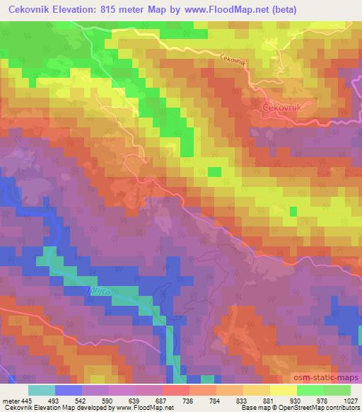 Cekovnik,Slovenia Elevation Map