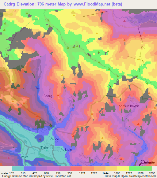 Cadrg,Slovenia Elevation Map