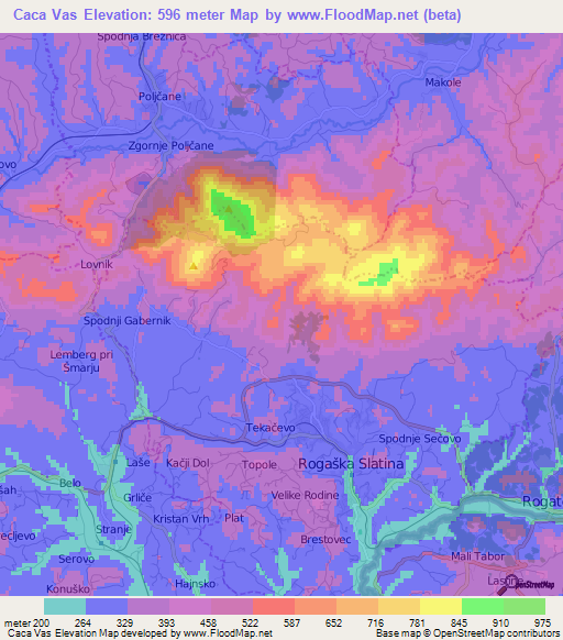 Caca Vas,Slovenia Elevation Map