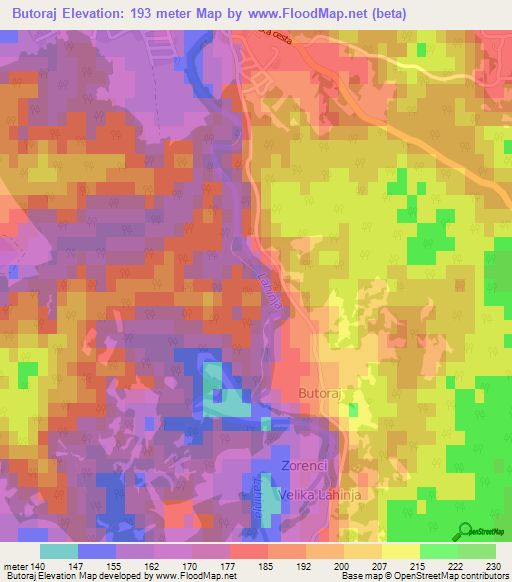 Butoraj,Slovenia Elevation Map