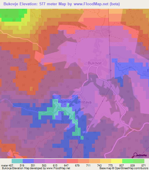 Bukovje,Slovenia Elevation Map