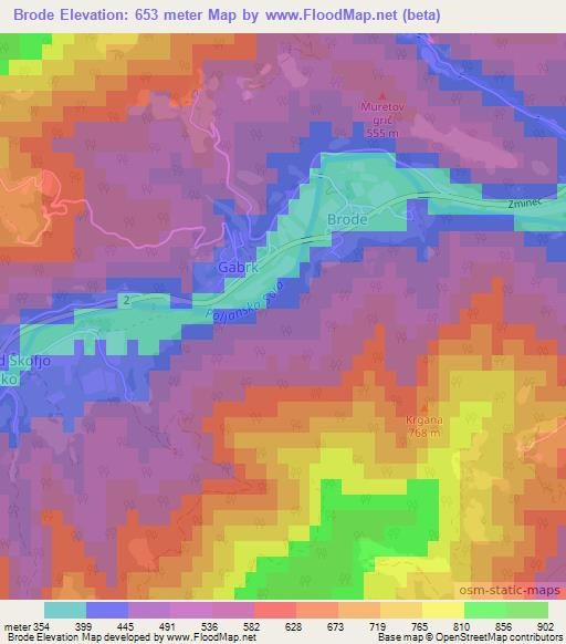 Brode,Slovenia Elevation Map