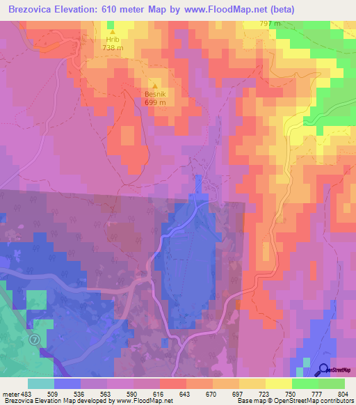 Brezovica,Slovenia Elevation Map