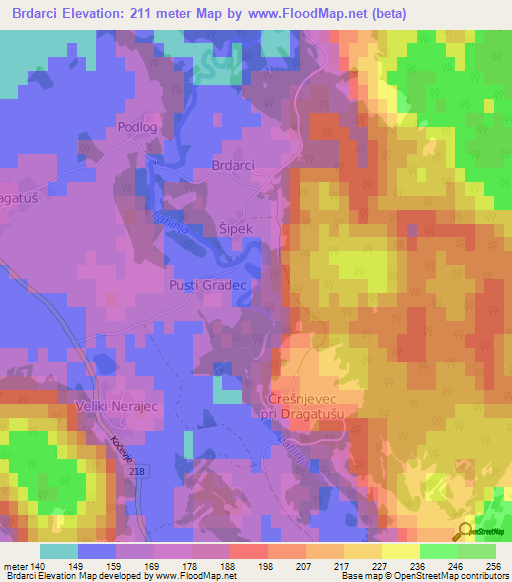 Brdarci,Slovenia Elevation Map