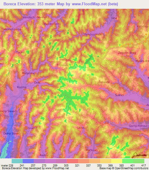 Boreca,Slovenia Elevation Map