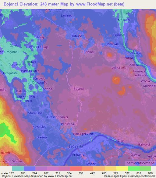 Bojanci,Slovenia Elevation Map