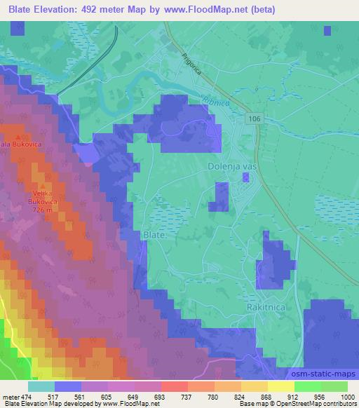 Blate,Slovenia Elevation Map