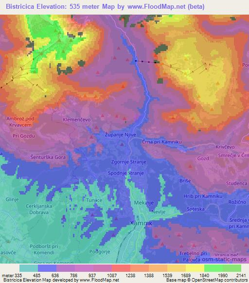 Bistricica,Slovenia Elevation Map