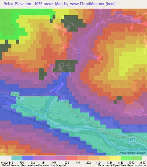 Belca,Slovenia Elevation Map