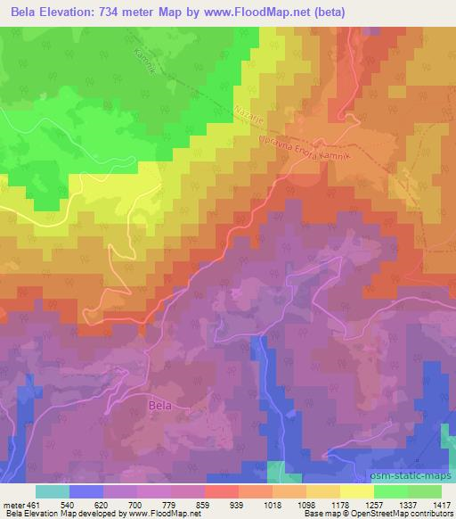 Bela,Slovenia Elevation Map