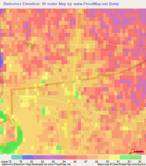 Badovinci,Serbia Elevation Map