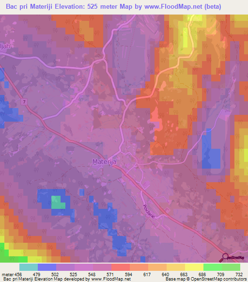 Bac pri Materiji,Slovenia Elevation Map