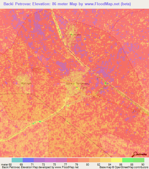 Backi Petrovac,Serbia Elevation Map