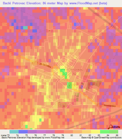 Backi Petrovac,Serbia Elevation Map