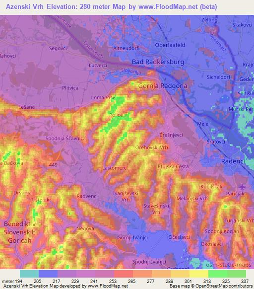 Azenski Vrh,Slovenia Elevation Map