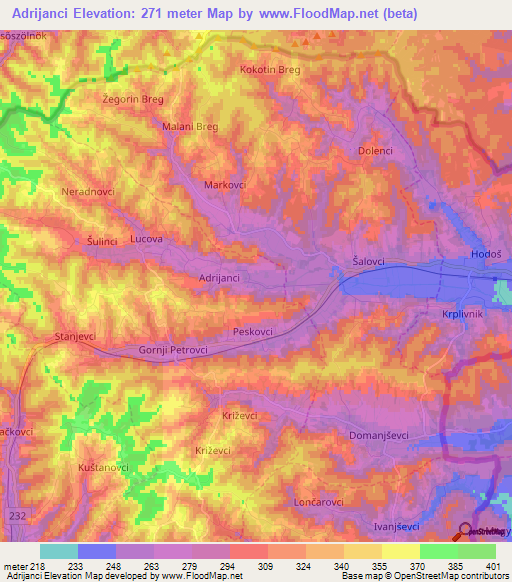 Adrijanci,Slovenia Elevation Map