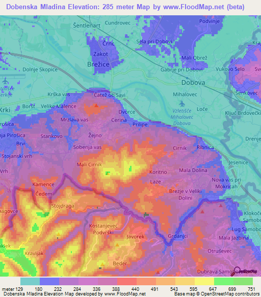 Dobenska Mladina,Slovenia Elevation Map