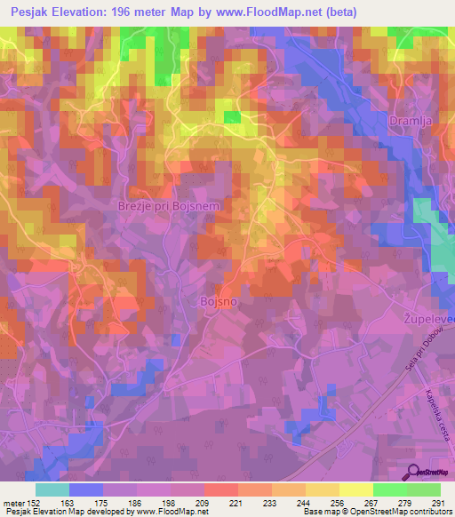 Pesjak,Slovenia Elevation Map