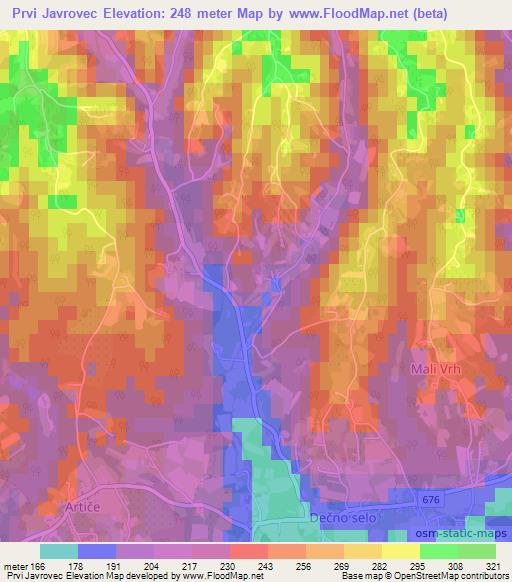 Prvi Javrovec,Slovenia Elevation Map