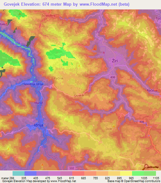 Govejek,Slovenia Elevation Map