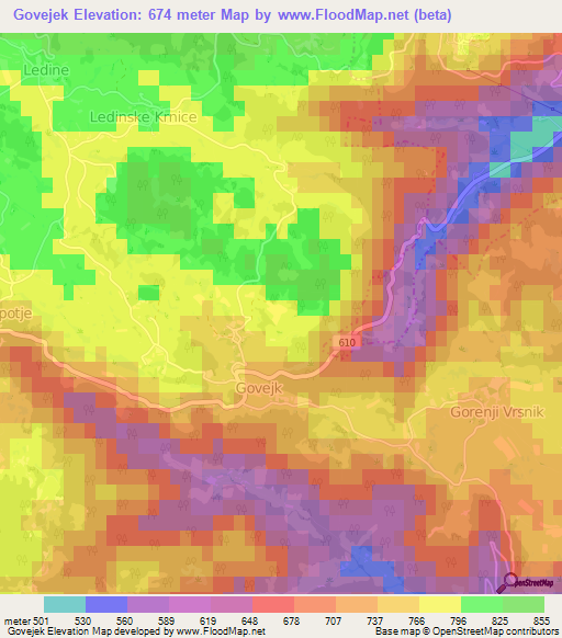 Govejek,Slovenia Elevation Map