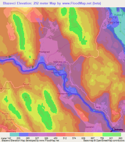 Blazevci,Slovenia Elevation Map