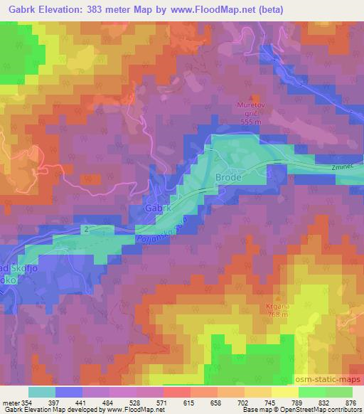 Gabrk,Slovenia Elevation Map