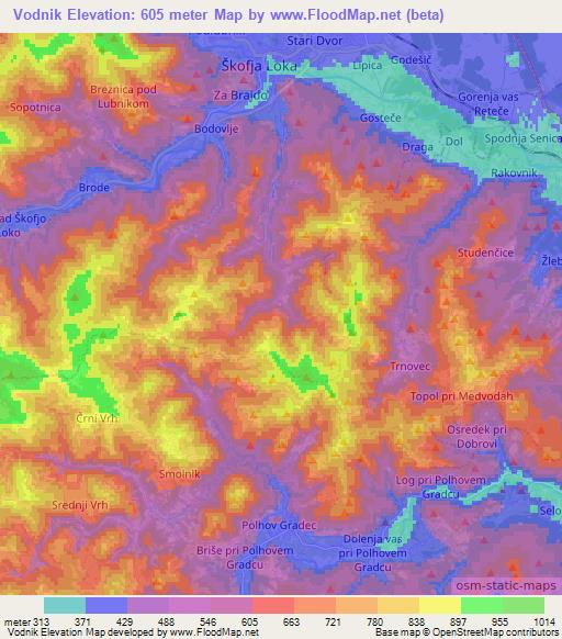 Vodnik,Slovenia Elevation Map